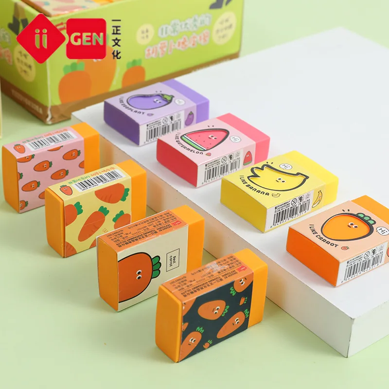 

2021 New Kawaii Creative Colorful Carrot Cute Cartoon Students Eraser Children's Gifts Prizes Korean Stationery School Supplies