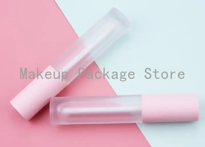 Высококачественная пустая матовая трубка для блеска губ с розовой крышкой