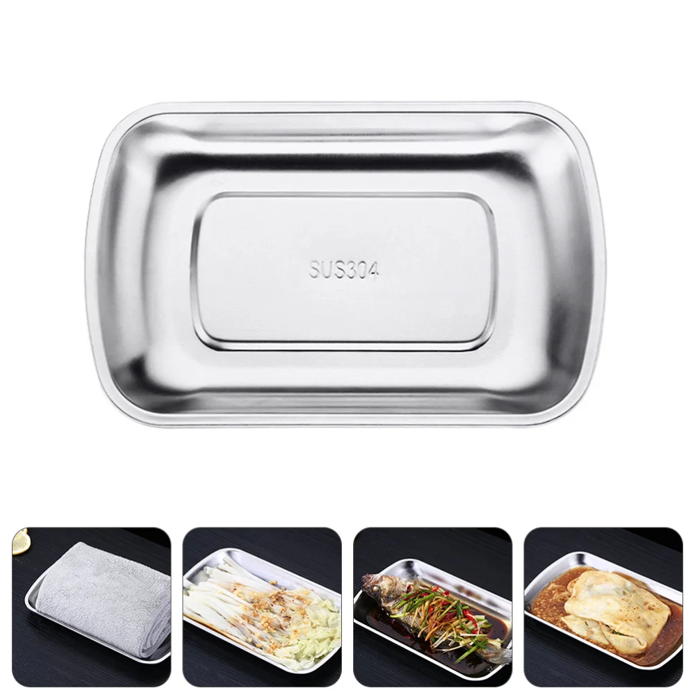 

Stainless Steel Plate Multifunctional Serving Tray Practical Towel Dish