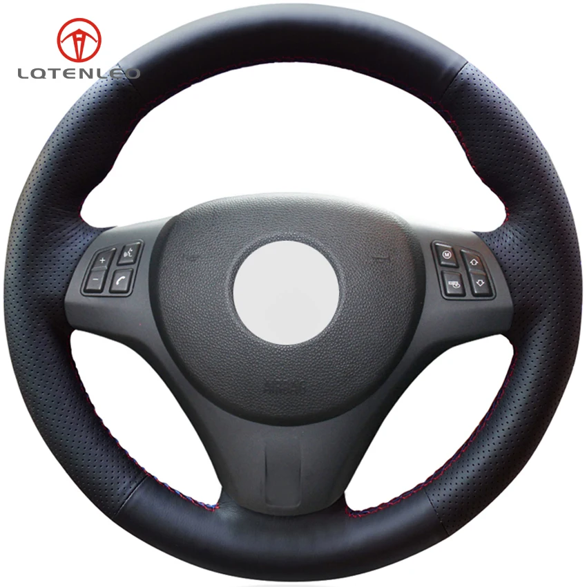 

LQTENLEO Black Genuine Leather DIY Car Steering Wheel Cover for BMW M Sport 3 Series E91 320i 325i 330i 335i M3 E90 E92 E93
