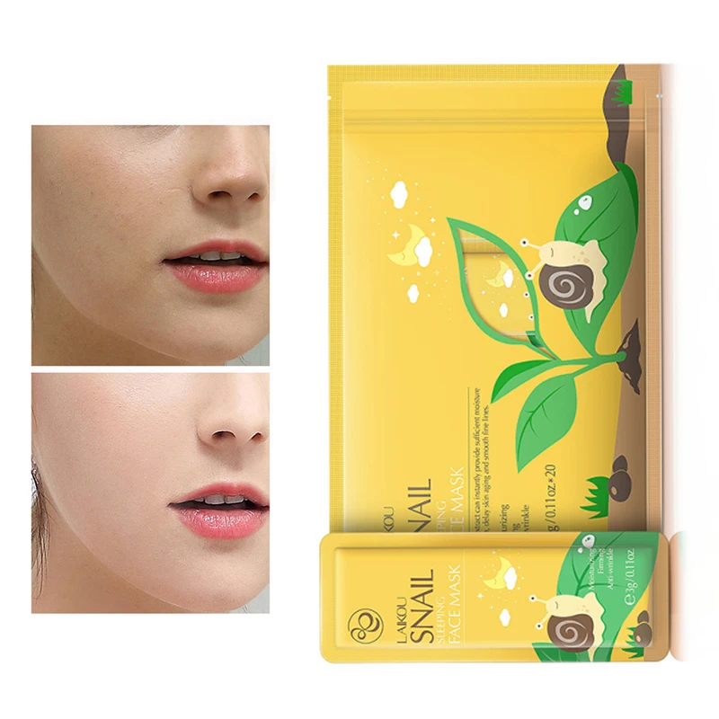 20 упаковок/набор маска для сна с улиткой против морщин ночная лица снимающая
