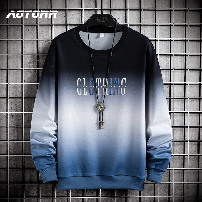 Мужские пуловеры с градиентным переходом цвета толстовки капюшоном свитшоты