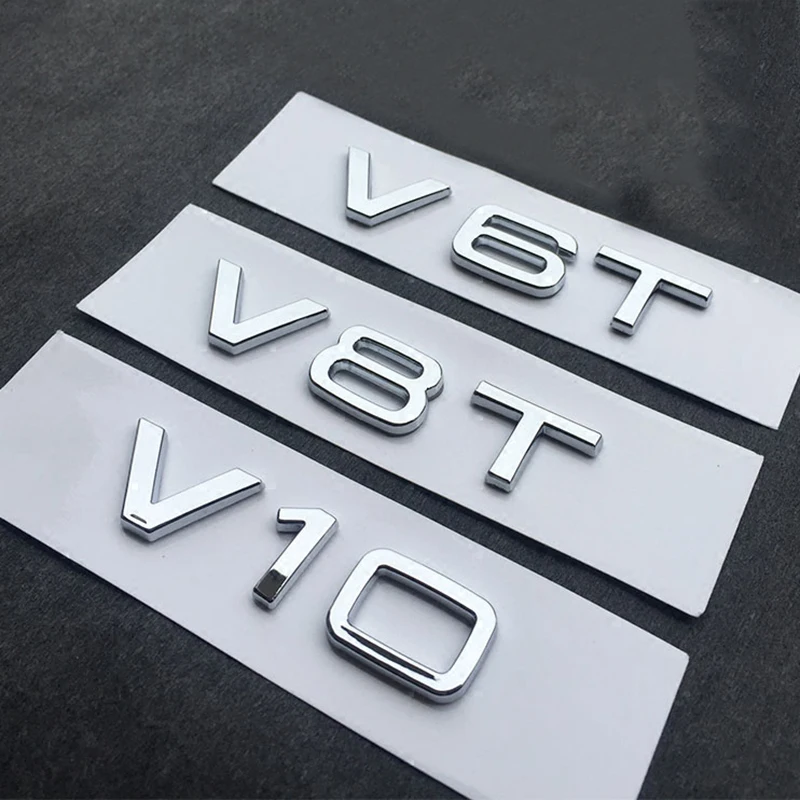 Эмблема V6T V8T V10 W12 с буквенным номером для Audi A4L A5 A6L A7 A8L TT RS7 SQ5 Стайлинг автомобиля