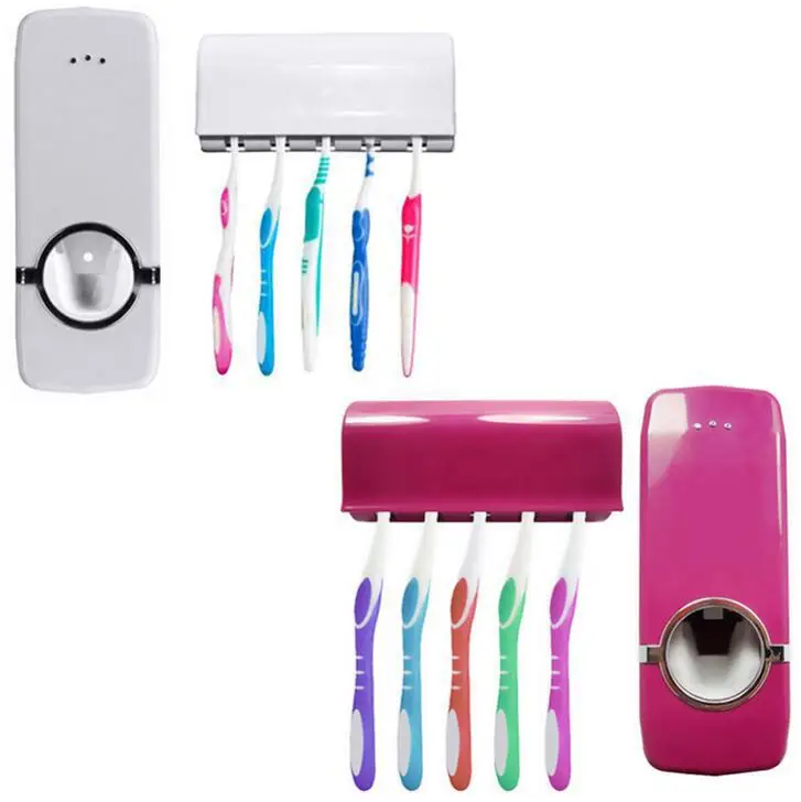 

Bathroom Accessories Set Toothbrush Holder Automatic Toothpaste Dispenser Holder Toothbrush Wall Mount Rack Bathroom Tools Set