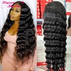 Свободный парик Siyun Show с глубокой волной, 360 полноразмерный парик с фронтальной сеткой, 30, 32 дюйма, 13X4 HD, прозрачные парики из человеческих волос для женщин