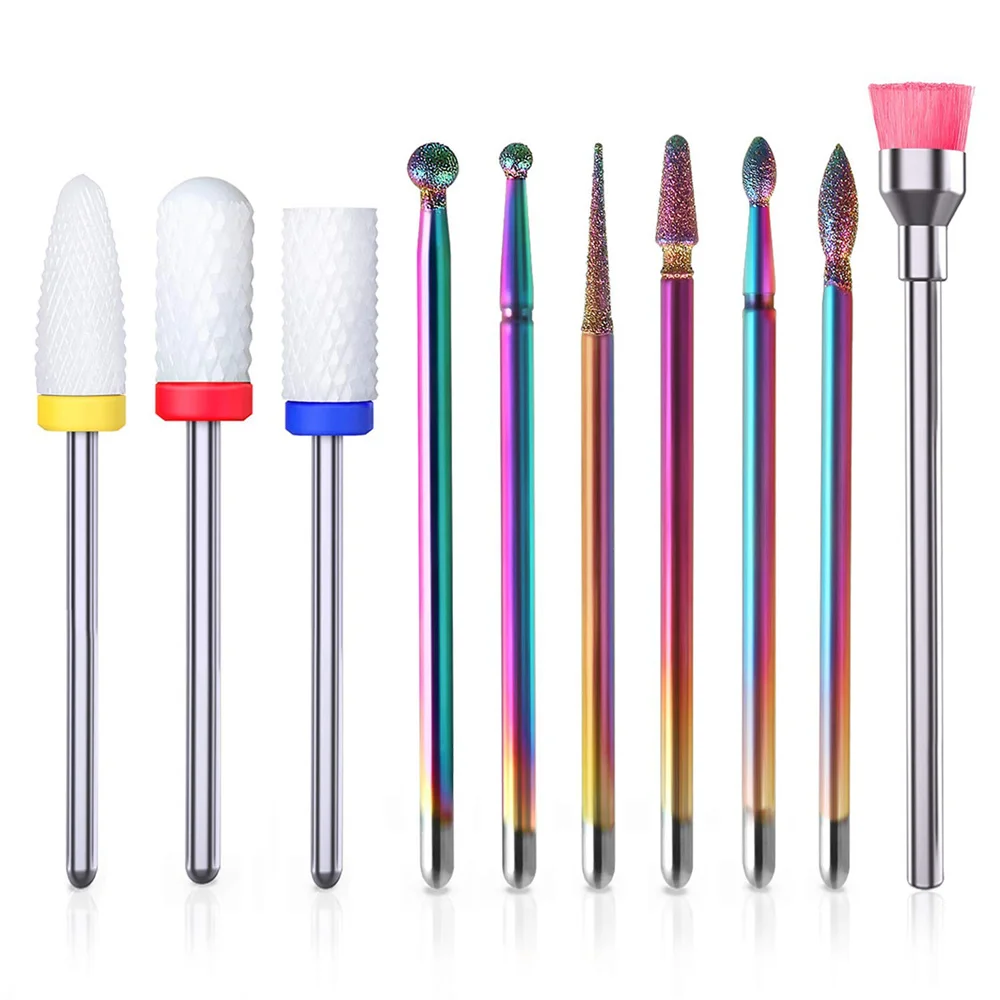 

Набор радужных фрез для дизайна ногтей, электрическая машинка для маникюра, Набор насадок для шлифовки ногтей, инструменты для удаления ног...