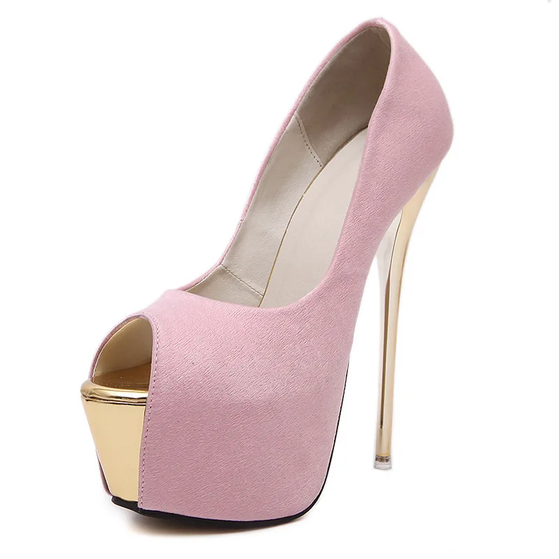 

Large size women's shoes 2019 new super high heel fish mouth waterproof platform high heel sandals thin heel 16cm