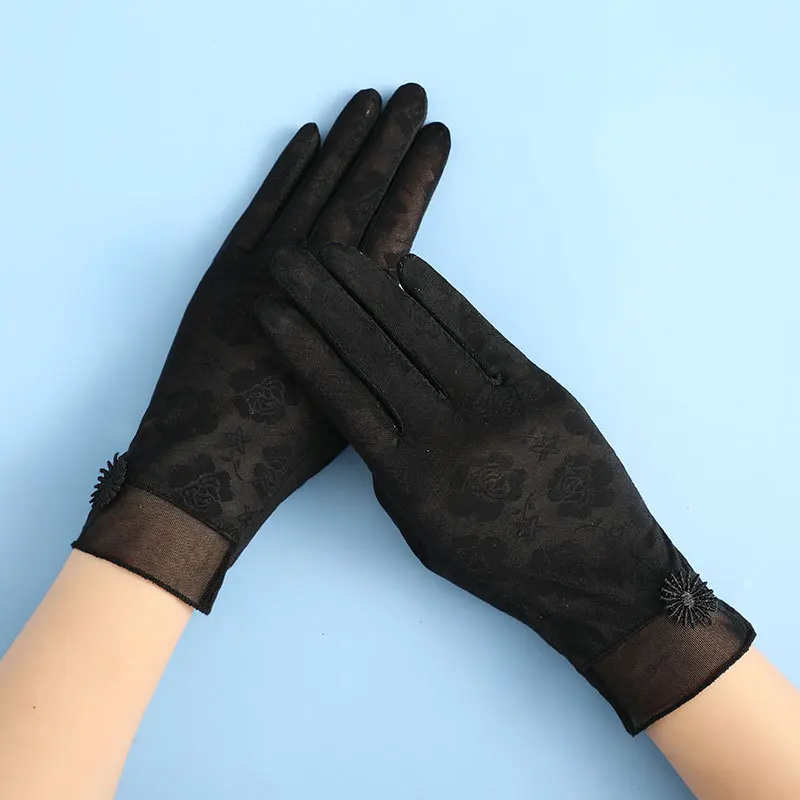 

Women Summer UV-Proof Gloves Ladies Elegant Lace Gloves Female Full Finger Sunscreen Mittens Guantes De Encaje