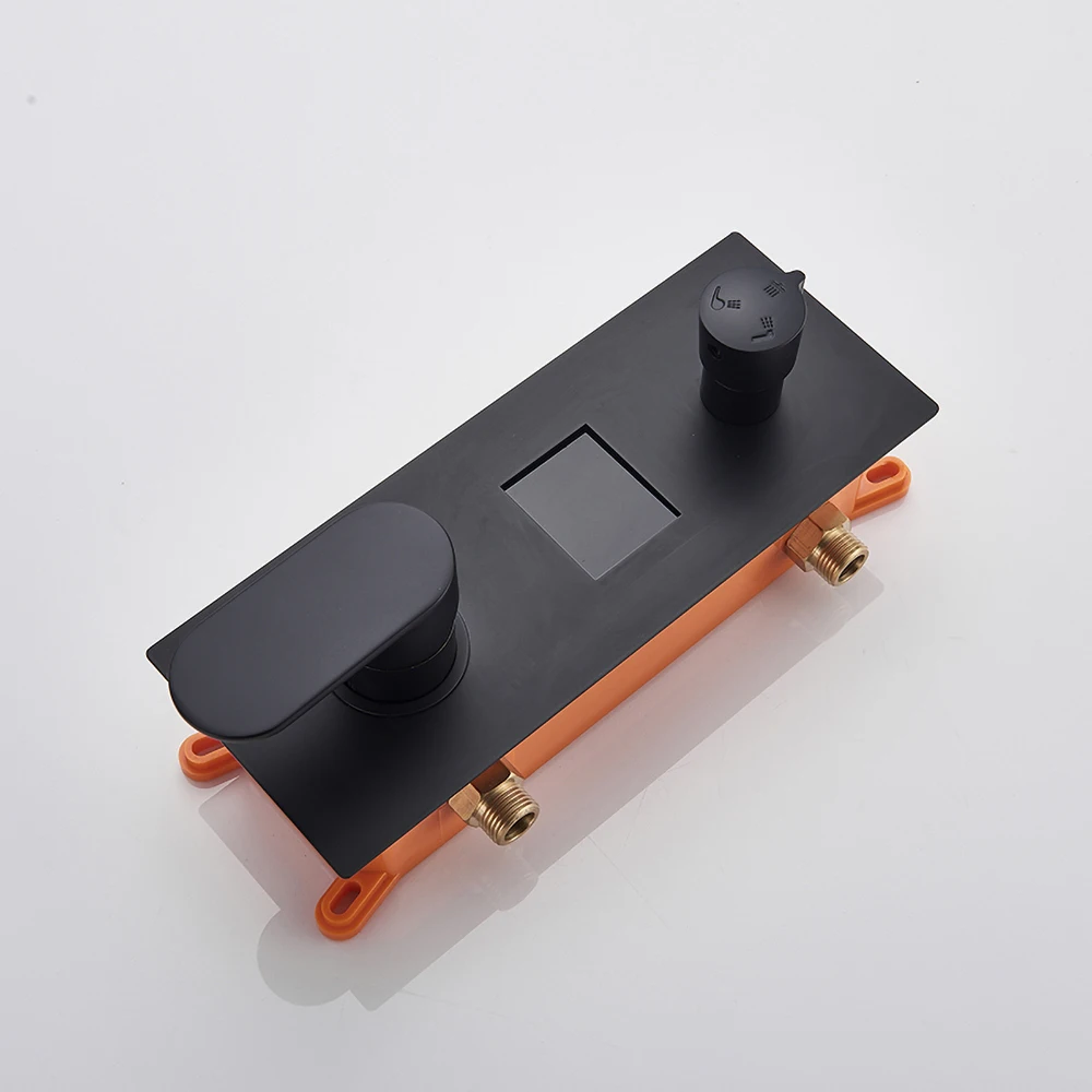 Матовый черный цифровой дисплей смеситель для душа дождь водопад горячей и