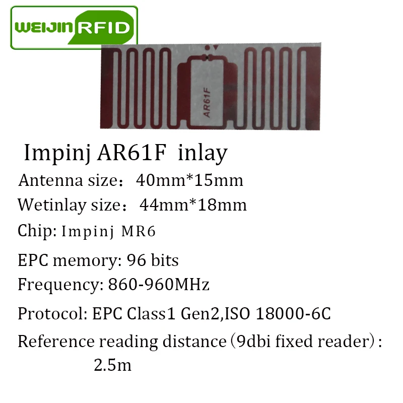 Rfid метка UHF наклейка impinj MonzaR6 AR61F EPC6C влажная инкрустация 915m868mhz860 960MHZ 2000 шт.