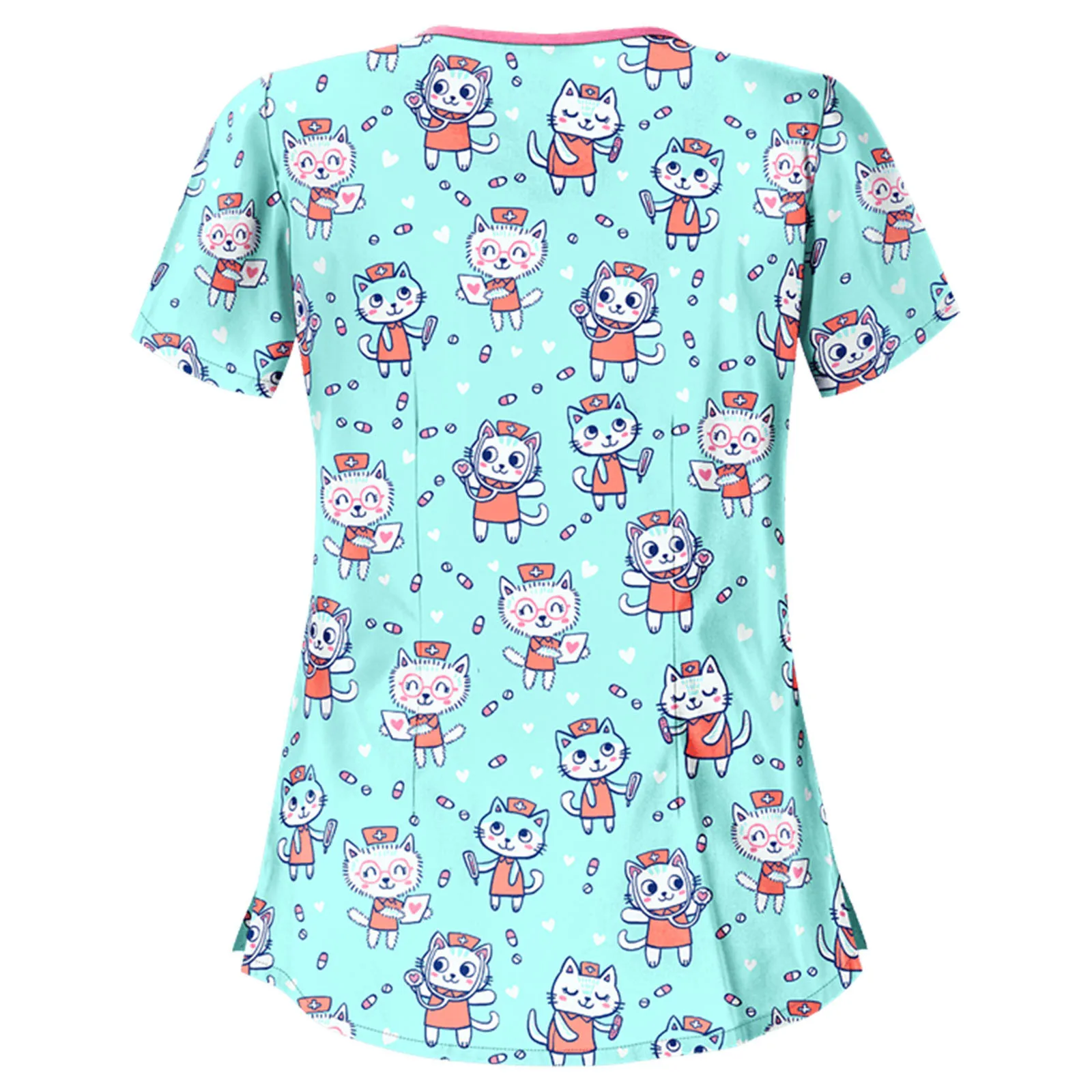 Женская блузка с коротким рукавом асимметричным воротником и карманом|Униформа