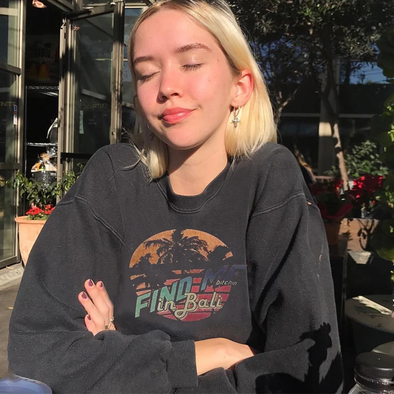 

Fashion Plus Size Hoodies Vintage Sweatshirt American-Style Letter Printing Women Oversized Crewneck Pullovers Winter Warm Women
