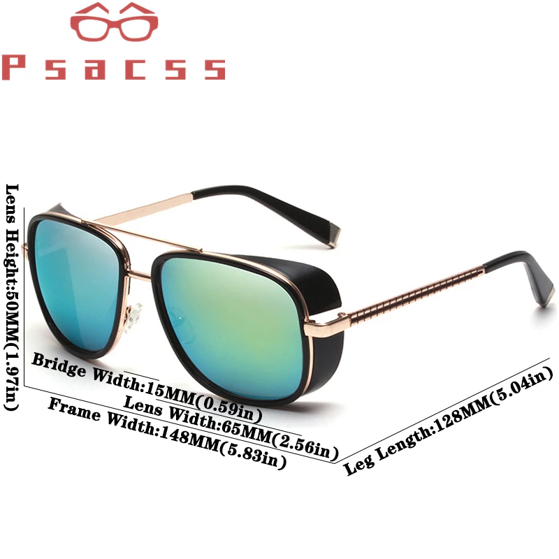 Psacss Vintage PUNK Sunglasses Men Women Tony Stark Iron Man Fashion High Quality Sun Glasses For Driving Outdoor Gafas de sol