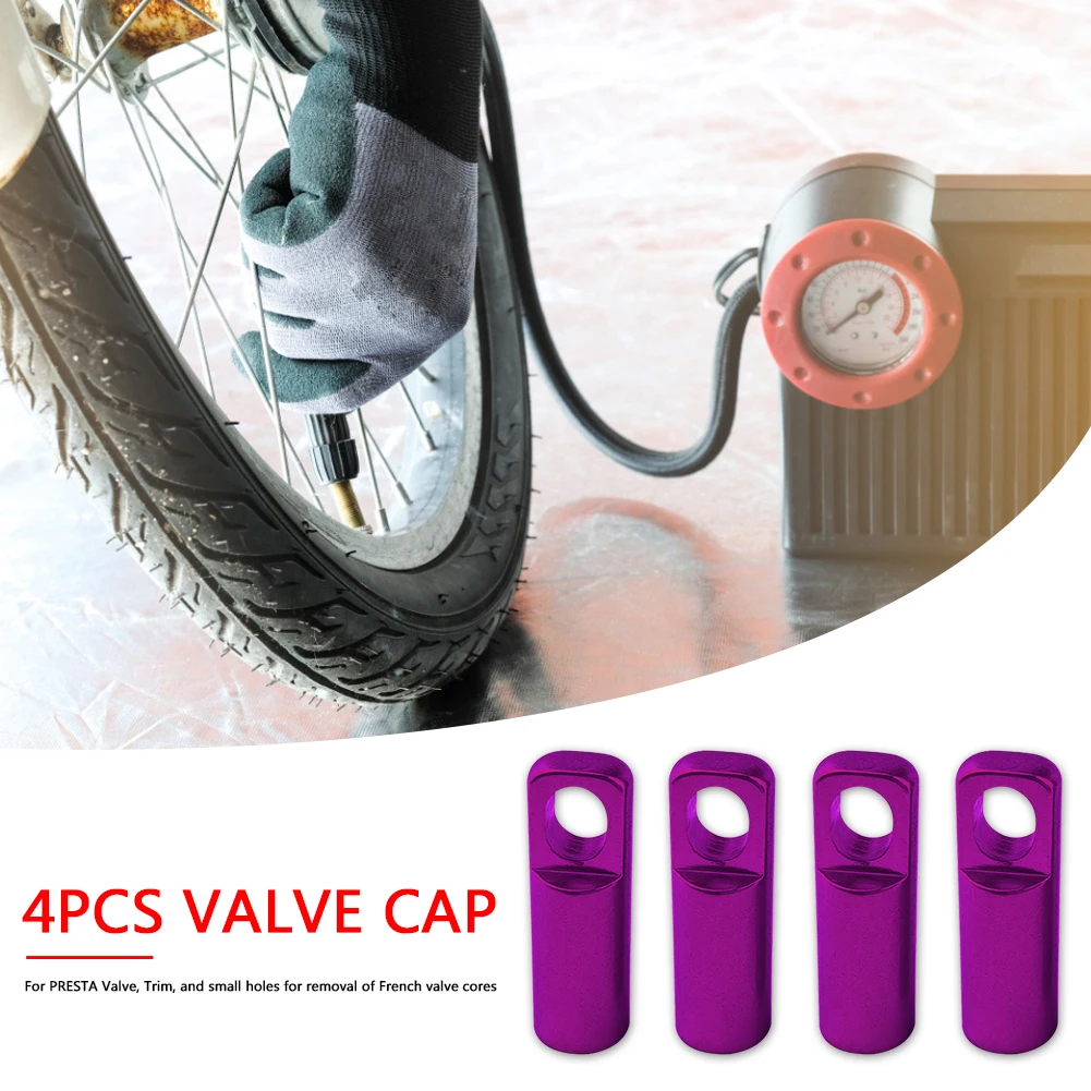 

4pcs Tire Presta Valve Cap Wheel Aluminum Alloy Valve Dust Covers Protector Biking Portable Dustproof Cycling Parts