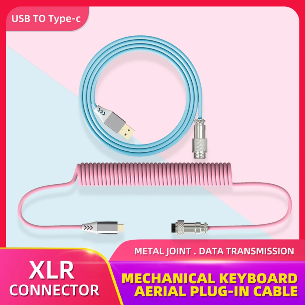

USB Air Plug Spring Spiral Coiled Data 1.7M Aviator ExtensionType-C Mmetal Interface Plug Cable Mechanical Keyboard Cable Hot