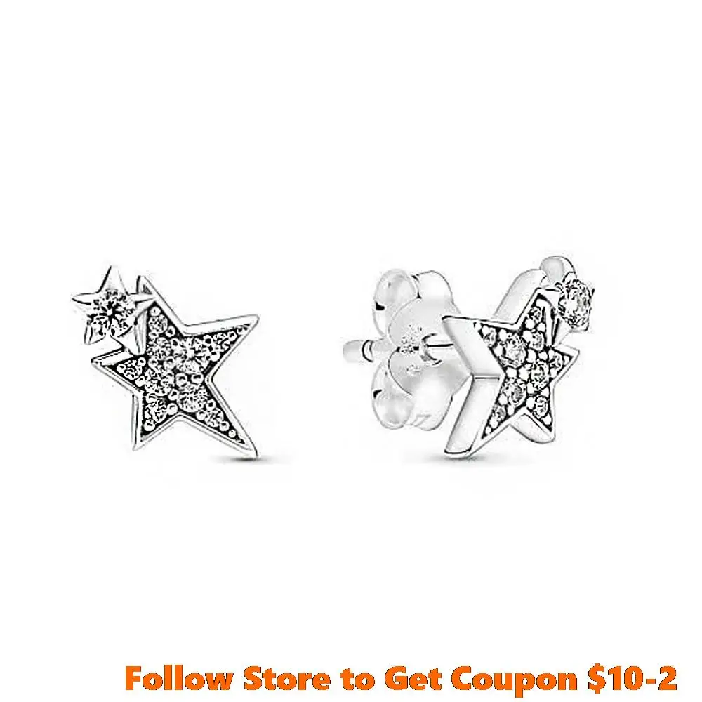 

Danturn 925 Sterling Silver Stud Earrings Large and small binary Earring Cubic Zirconia Statement Stud Earrings Women Earrings