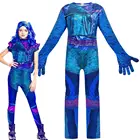 Лидер продаж; Детский костюм на Хэллоуин; Детский Anilnc изображением героев фильма наследники 3 Иви маскарадные костюмы для девочек, платье с париком Детский карнавальный вечерние комбинезоны