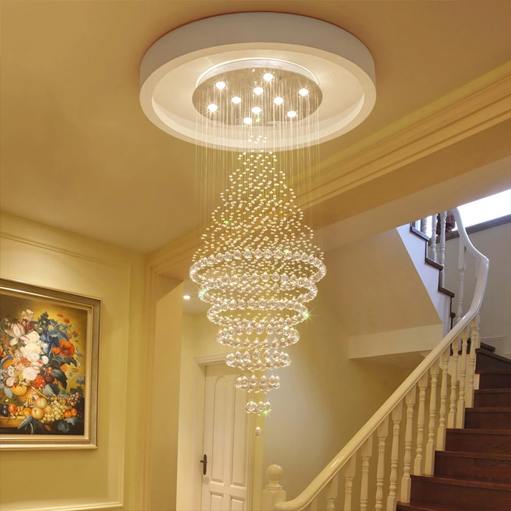 

Long Staircase Crystal Chandelier Lighting Modern Living Lamp AC110V 220V Lustre De cristal Bedroom Decor