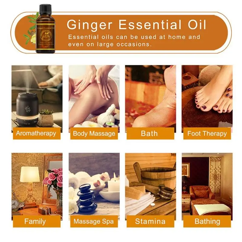 

30ml Ginger Essential Oils Body Massage Dampness Therapy Body Care SKin Relieve Massage Beauty Relax