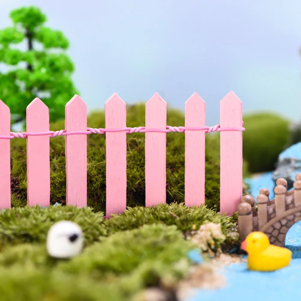 

100cm/roll 5cm Mini Wood Fence Fairy Garden Kit DIY Figurines Wood Fence Landscape Handmade Art Crafts Garden Decor Fence