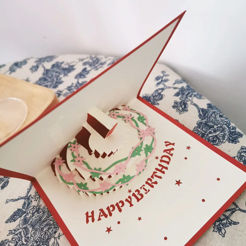 Открытка с днем рождения креативная 3D открытка тиснением бумажный торт