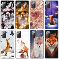 cute cartoon animal fox phone case for samsung galaxy s20 s21 fe s10 lite note 20 10 lite s8 s9 s10e s10 plus ultra black cover