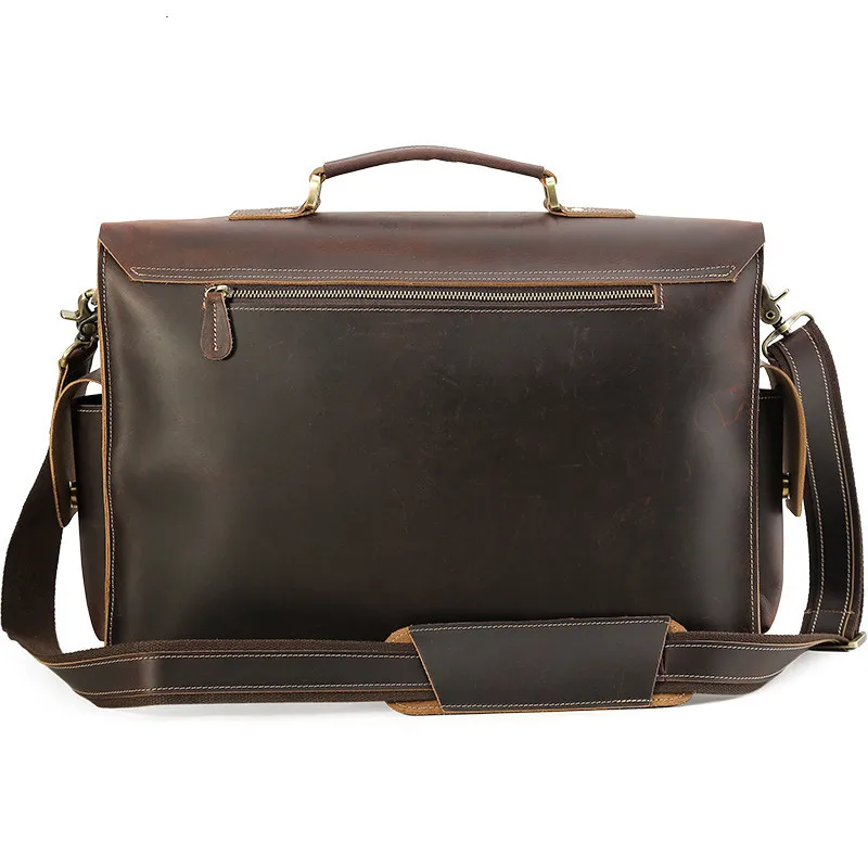Luxury leather men's briefcase 17-inch laptop bag natural leather one-shoulder messenger bag enlarged version of the new