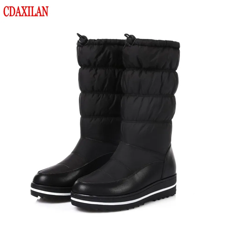 

CDAXILAN new arrival snow boots women down boots white thickened plush warmth legs mid-calf boots mid heel wedge shoes ladies