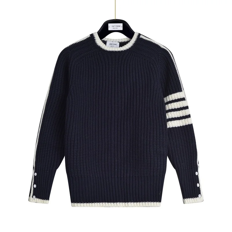 Autumn and Winter Sweater Men Clothing The New Round Neck All Wool Thick Needle Hedging Loose Long Sleeve