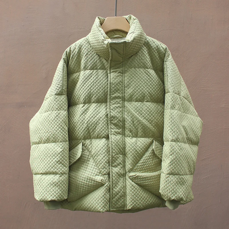 

ZCWXM Winter Women Thick Warm 90% White Duck Down Parkas Casual Female Stand Collar Loose Zipper Down Coat Snow Outwear