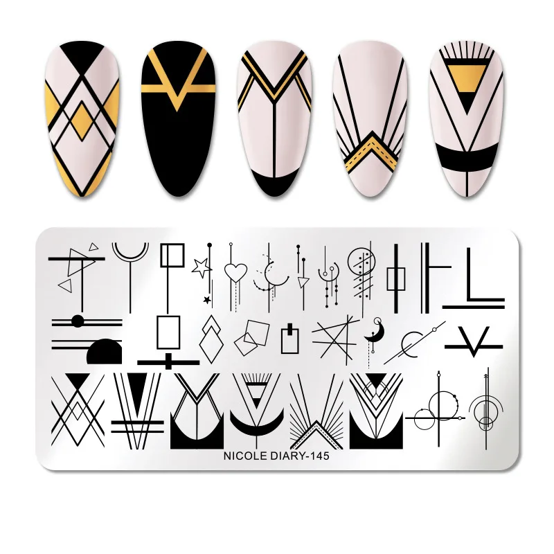 

1pc Flower French Line Pattern Nail Stamping Plates Geometric Leaf Floral Nail Art Stamp Stencil Printing Template Nail Tools
