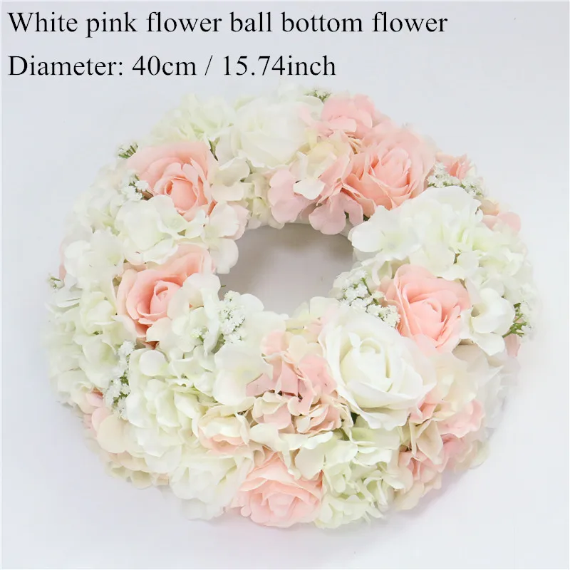 pink white 1 40cm Индивидуальные искусственные Гипсофилы розы гортензии цветок шар украшения дома фестиваль свадебный обеденный стол дорога свинец Венок 1 шт - Цвет: pink white 1 40cm
