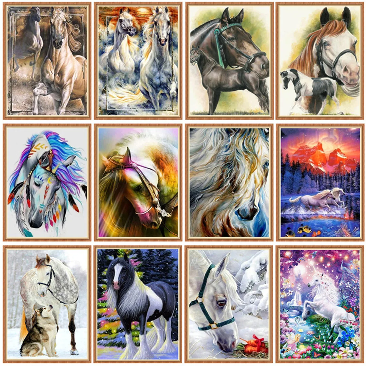 Алмазная живопись 5d сделай сам вышивка с изображением лошади мозаика полным