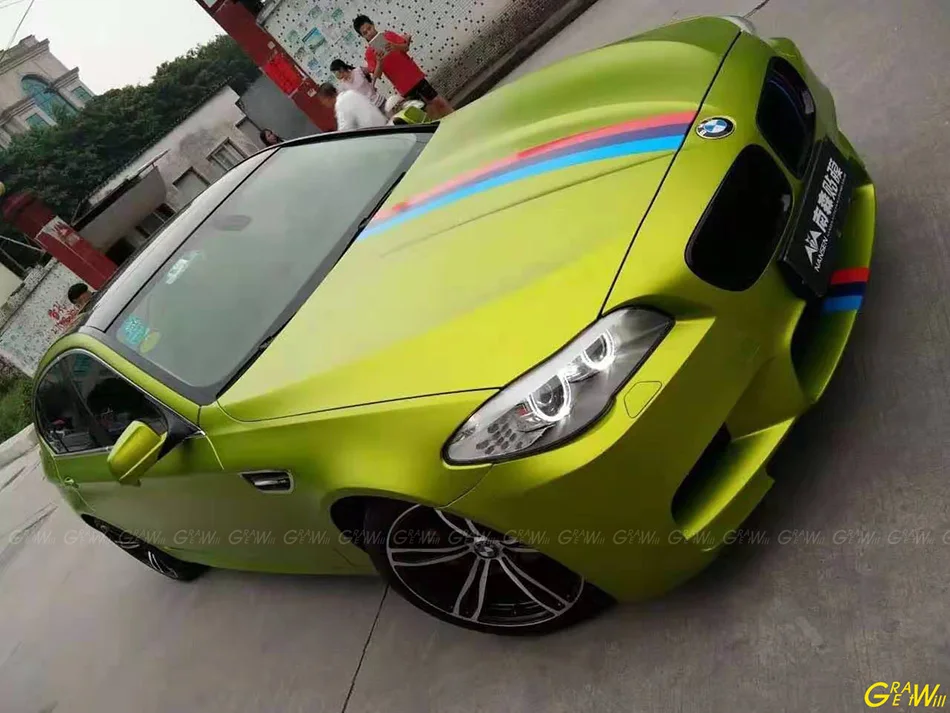 Желтая матовая Хромовая виниловая пленка с воздушным пузырьком автомобильная