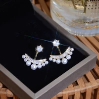 french both wear pearl temperament earrings for women trendy exquisite zircon elegant jewelry wedding earrings for brides gift