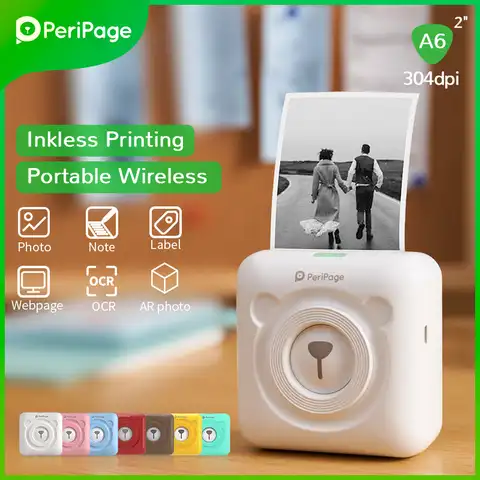 Портативный термальный Bluetooth-принтер PeriPage, 304 точек/дюйм, мини-принтер для фотографий и этикеток для Android, IOS, мобильный телефон A6