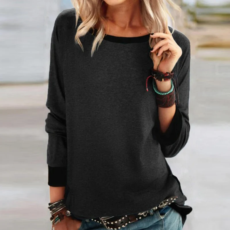 

Vintage Pullover Long Sleeve O Neck Tops Casual Solid Loose Simple Hoodie Streetwear Spring Autumn Harajuku Women Sweatshirt