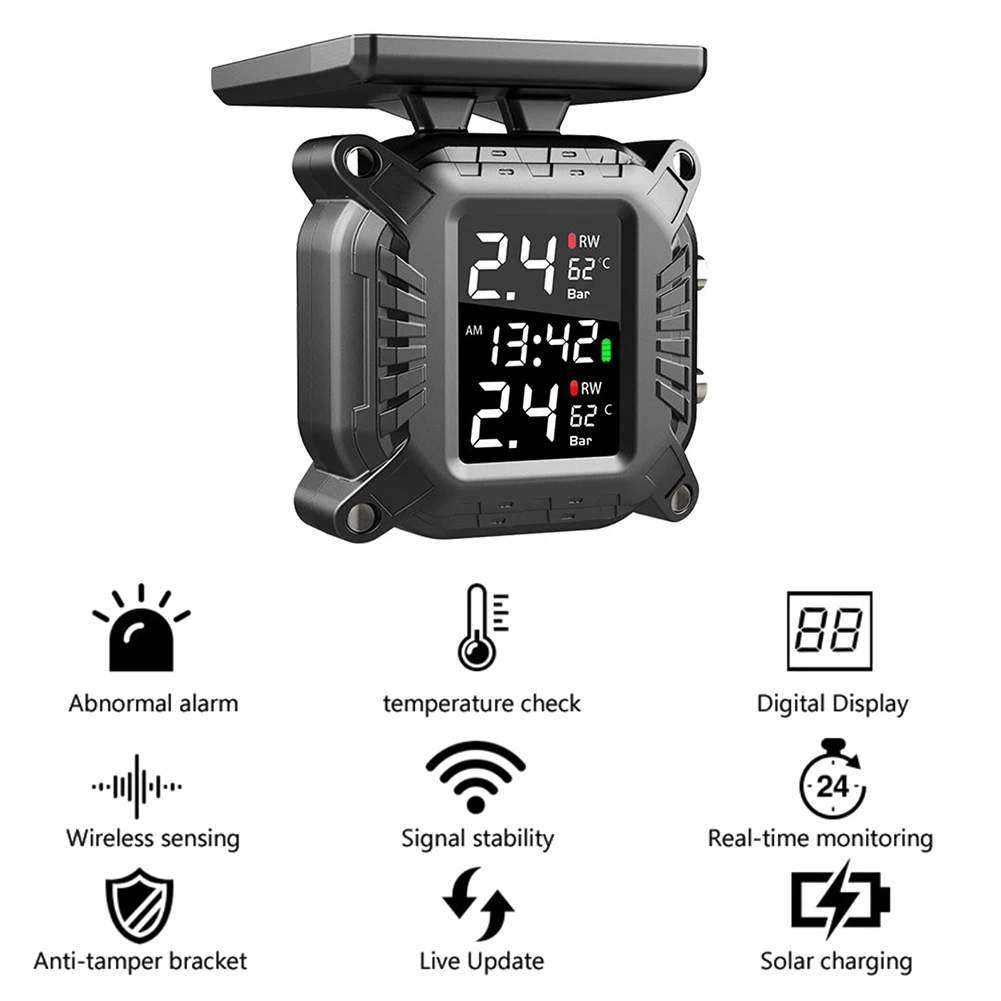 Беспроводная система контроля давления в шинах с ЖК-дисплеем 2 внешних датчика |