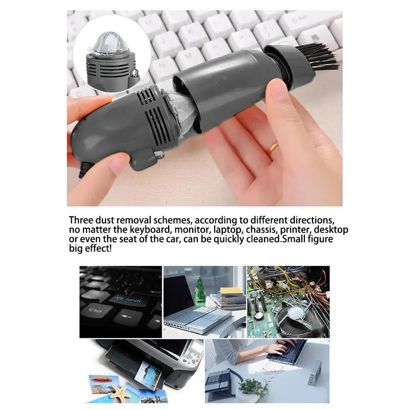 Mini Vacuum Cleaner USB Brush Ki Dust Cleaner Collector Three Heads Detachable Car Interior Air Vent Dust Cleaning Tool