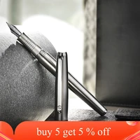 hongdian full steel fountain pen ef f bent nib srew cap 0 5mm0 4mm nib fountain pen pens school office practice supplies gift