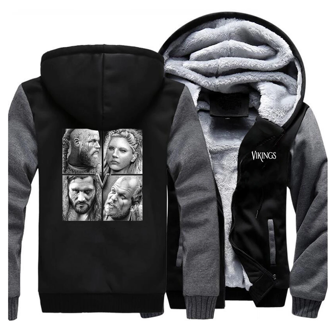 

Odin Vikings Jacket Hoodie Men Hooded Sweatshirt Coat Winter Fleece Thick Sportswear