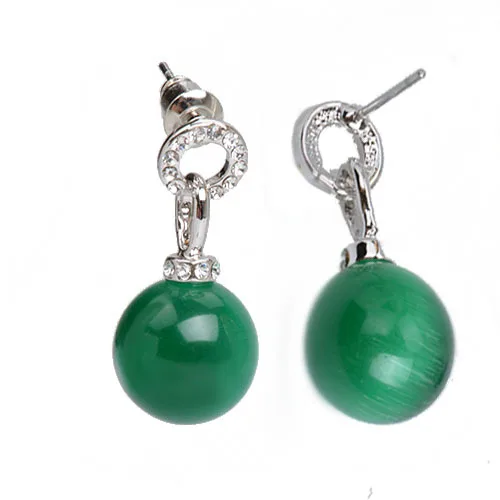 KCALOE Серьги с Зелёными Камнями Натуральный Камень Опал Под Серебро Металл Серёжки