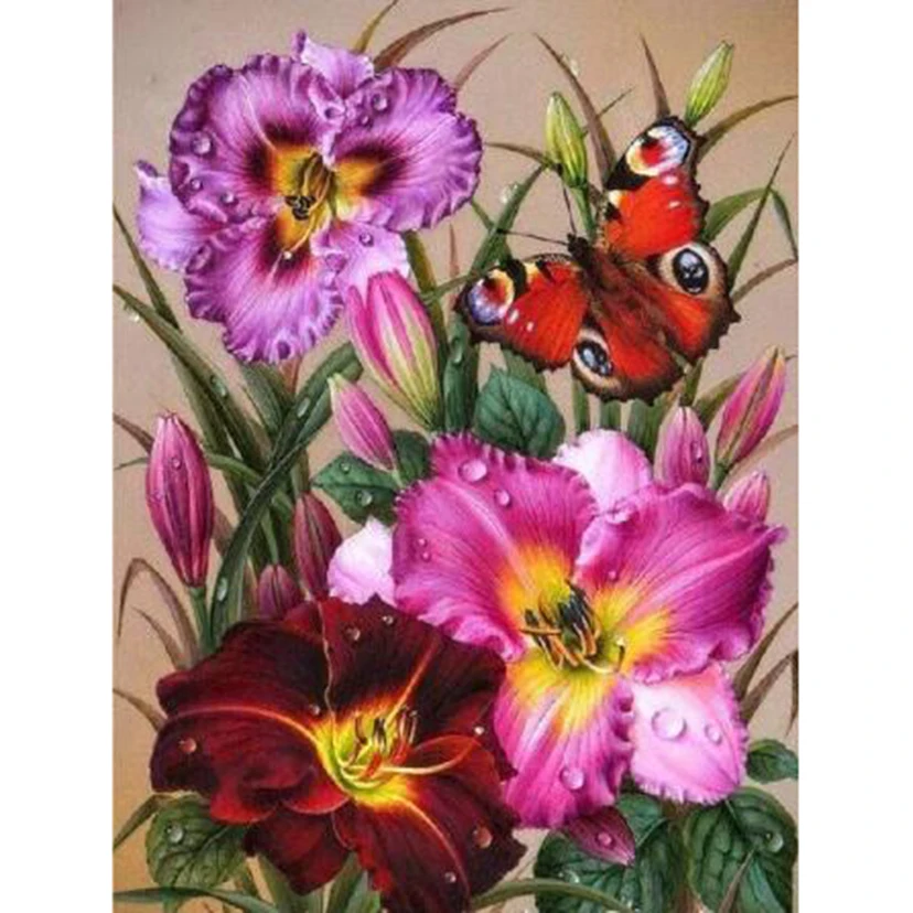 

5D DIY Diamond Painting Square/Round Diamond Flower Painting Red Flower Picture Cross Stitch Embroidery Decorative Art TX161