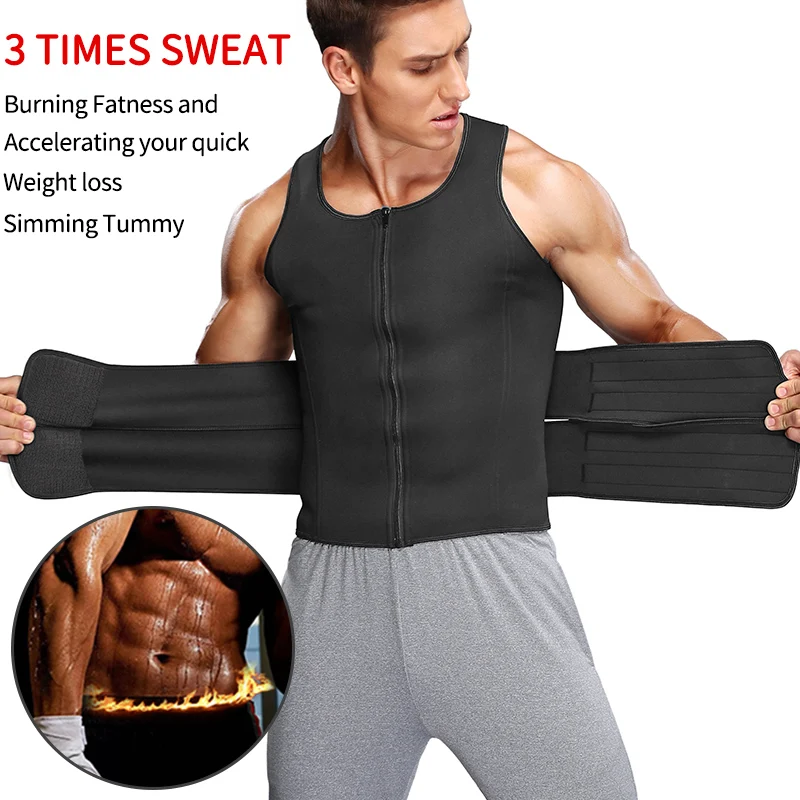 Men Waist Trainer Sauna Vest Abdomen Reducer Belly Slimming Body Shaper Fitness Corset Burn Fat Shapewear Shirt Trimmer Belt