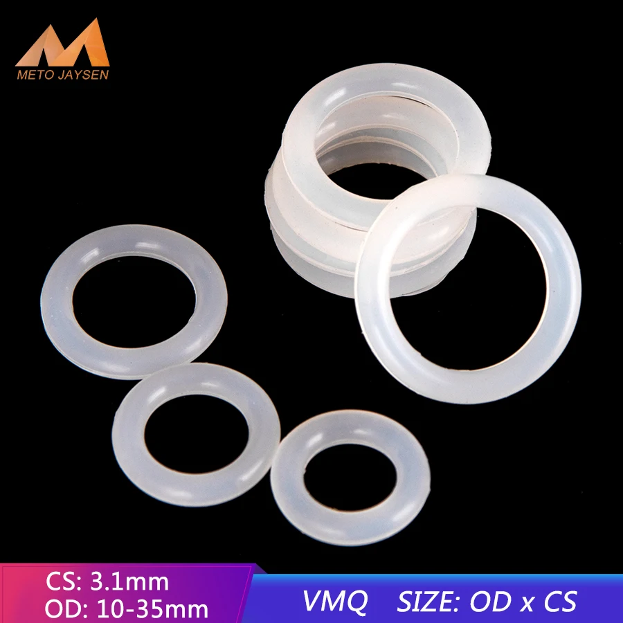 

50pcs VMQ Silicone Rubber Sealing O-ring Replacement White Seal O rings Gasket Washer OD 10mm-35mm CS 3.1mm DIY Accessories S81