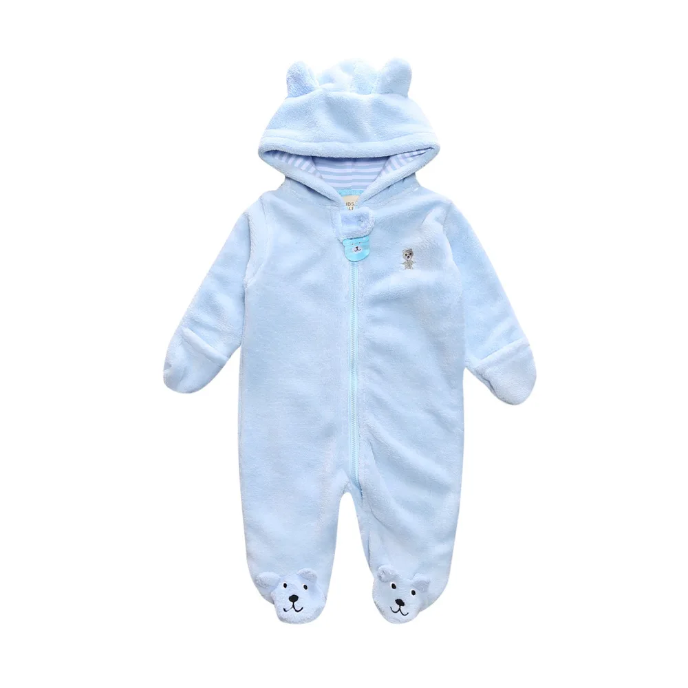 0-9M Animal Overall Clothing Cute Baby Rompers Winter Infant Boys Girls Romper Hooded Blue White Jumpsuit Warm Thick Outfit | Детская