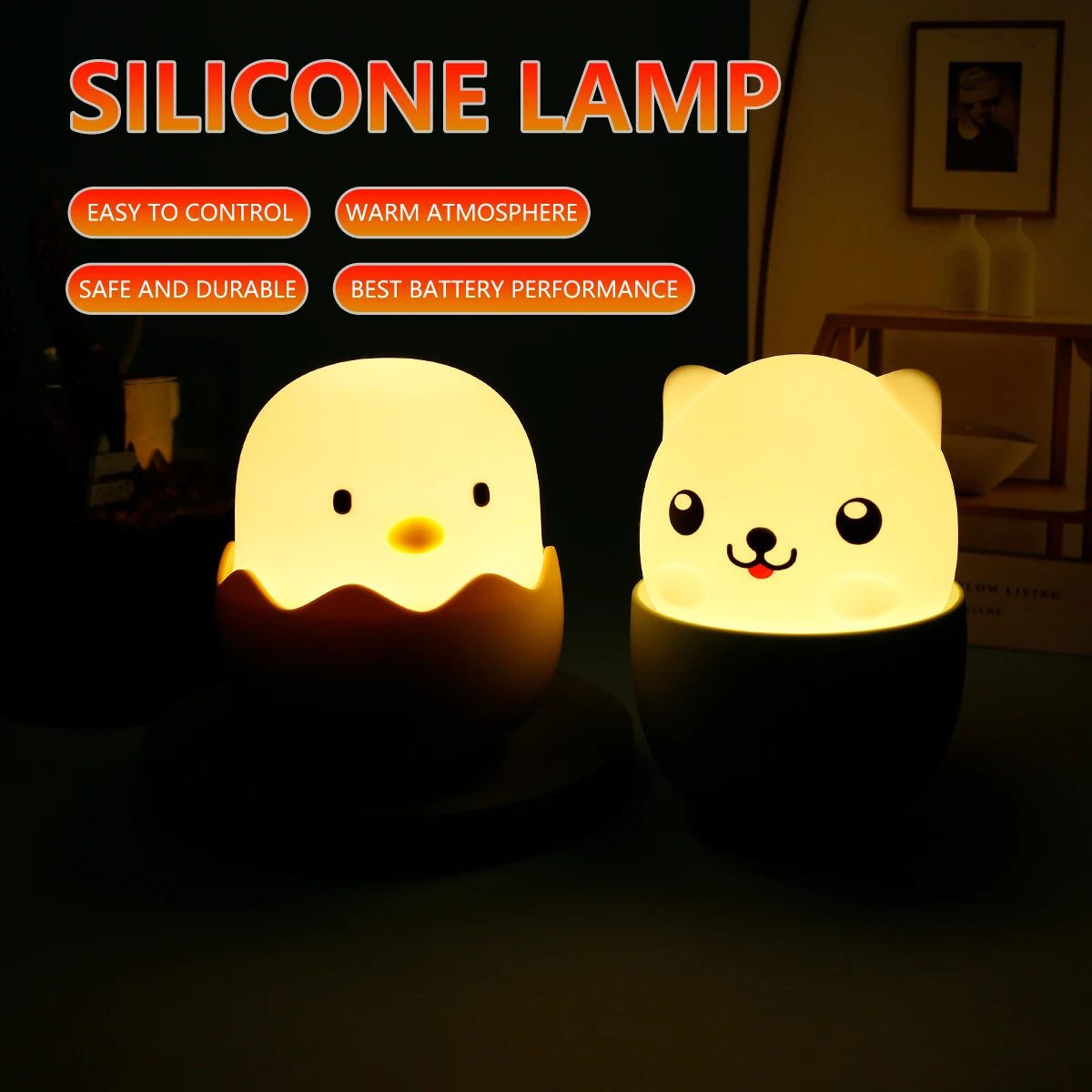 

USB Rechargeable Battery Silicone Lamp Nursery Night Light Bedroom Energy Efficient Adjustable Brightness Touch Control Light