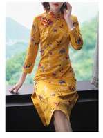 spring original design chinese style full flower embroidered big size retro improved cheongsam dress for women