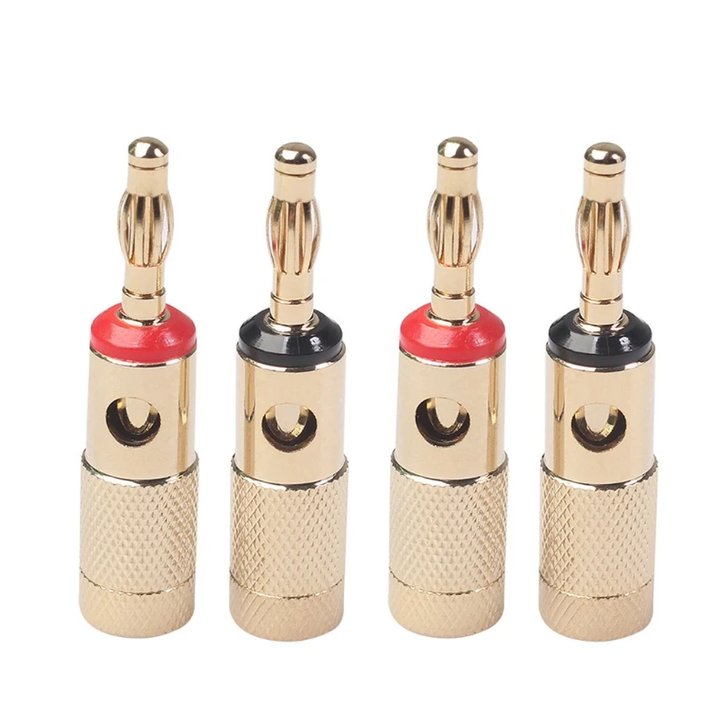

2021 High Quality 2 Pairs Of Full Copper Gold-plated Audio Speaker Screw Banana Plug Quick Connection 4.5 Mm