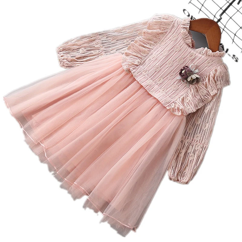 

Keelorn Girls Casual Dresses Spring Autumn Children Wedding Party Costumes Baby Girls Flowers Appliques Princess Vestidos